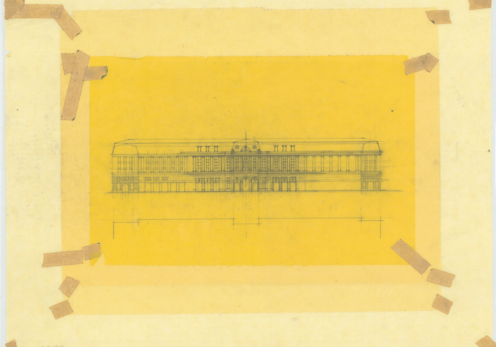 Architectural drawing of John Blatteau's Les Halles proposal.