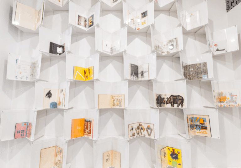 Wall of books in Building Stories