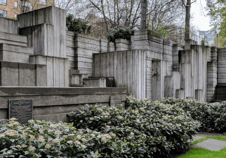 Gray stone blocks in Freeway Park